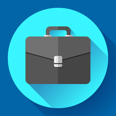 Dark Briefcase vector icon. Flat designed style