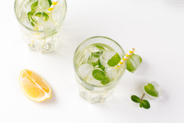 Homemade lemonade with ice