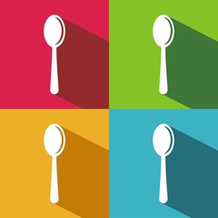 Spoon icon with shadow on colored backgrounds
