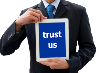 Businessman using tablet for presentation