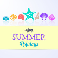 Summer holidays card with sea shells
