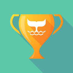 Long shadow trophy icon with a whale tail