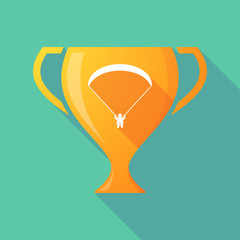 Long shadow trophy icon with a paraglider