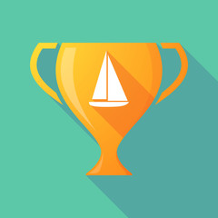 Long shadow trophy icon with a ship