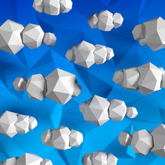 Low poly clouds on the blue triangle sky.
