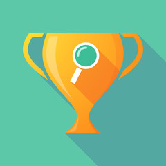 Long shadow trophy icon with a magnifier