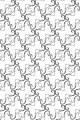 Hand-drawn black and white seamless pattern
