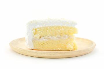 Coconut cake on white background