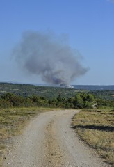 incendie de forêt dans la région de Minerve   en région du Languedoc Roussillon