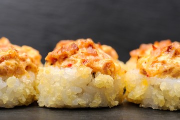 Yummy baked japanese rolls with cheese