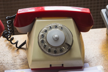 Vintage telephone on the table