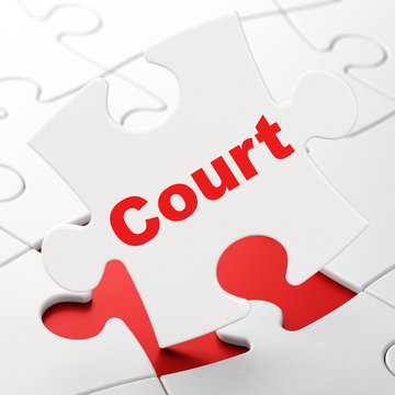 Law concept: Court on puzzle background