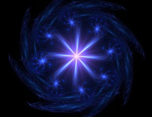 Elementary Particles series. Interplay of abstract fractal forms on the subject of nuclear physics science and graphic design.