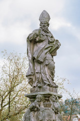 Sv. Vojtech, St. Adalbert Patron of Czech lands. Statue on the Charles Bridge in Prague