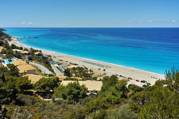 Naklejka na ściany i meble Amazing panorama of Katisma Beach, Lefkada, Ionian Islands, Greece