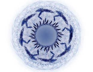 Elementary Particles series. Interplay of abstract fractal forms on the subject of nuclear physics science and graphic design