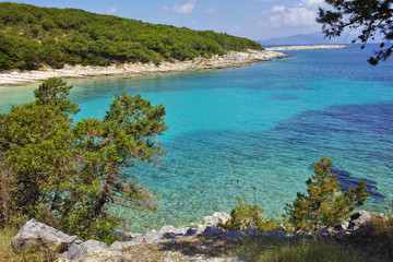 Panoramic view of Emblisi Fiskardo Beach, Kefalonia, Ionian islands, Greece