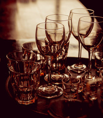 Glasses on the table. Bar