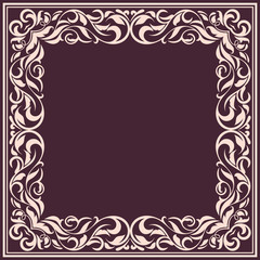 Frame with vintage pattern.Background with floral design.