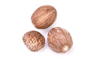 Nuteg isolated on white background. macro close up