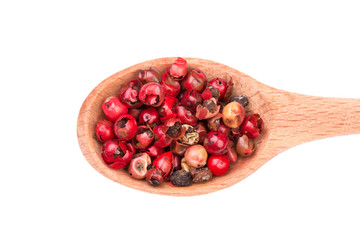 Pepper red peppercorns isolated on white background