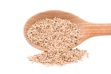 Sesame seeds on white background , healthy food