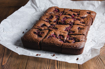 Brownie with raspberry