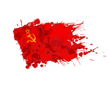 Flag of  USSR or Soviet Union made of colorful splashes