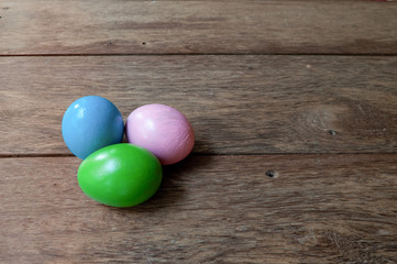 Easter eggs on wood