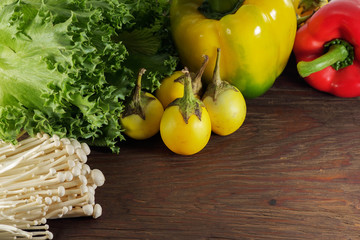 Vegetable / Heap of vegetable on the wood table with copy space.