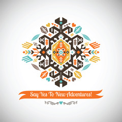 Vector colorful decorative element on native ethnic style