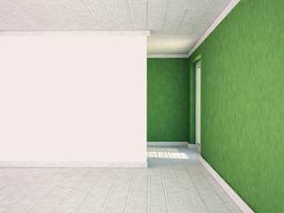 Obraz premium empty white wall, white and green