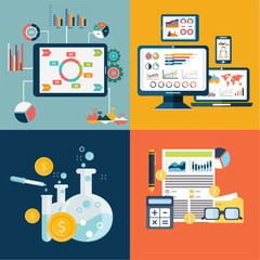 Vector collection of flat and colorful business, marketing and finance concepts. Design elements for web and mobile applications.