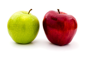 Green and red apples isolated on white background