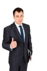 Successful businessman isolated on white