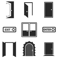 Different doors web icons collection