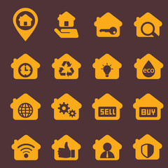Houses icons set. Real estate.