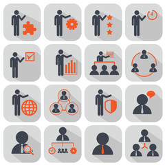 Human resources and management icons set