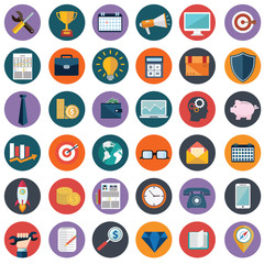 Flat icons design modern vector illustration big set of various financial service items, web and...