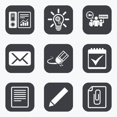 Office, documents and business icons.