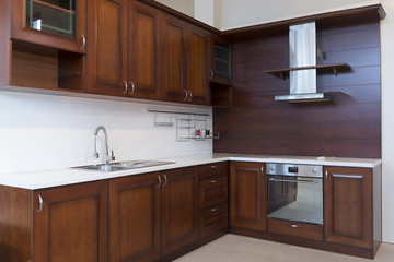 Kitchen interior, wooden elements