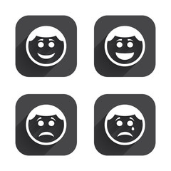 Obraz premium Circle smile face icons. Happy, sad, cry.