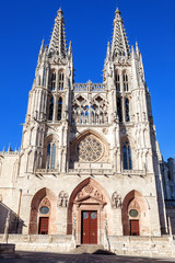 Fototapeta na wymiar Gothic Cathedral of Saint Mary in Burgos, Spain. Its construction began in 1221 but work continued off and on until 1567