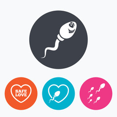 Sperm icons. Fertilization or insemination signs