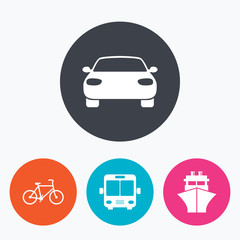 Fototapeta na wymiar Transport icons. Car, Bicycle, Bus and Ship.