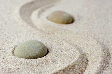 Japanese zen garden meditation stones
