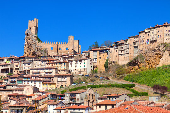 Panoramic of Frias, medieval village on a hill above Ebro river, in the province of Burgos, Spain