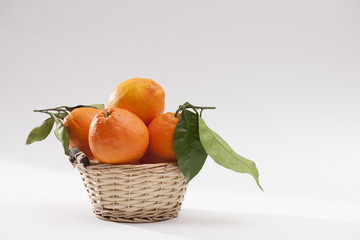 Oranges in wicker basket
