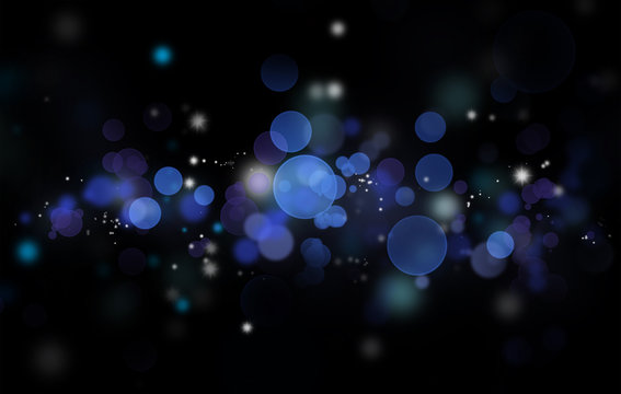 Abstract blue circles blurs on black background