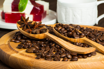 coffee beans and dessert